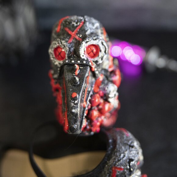 Custom Zombie Peepshow Plague Doctor Wedges - Size 8 - UV Pink and Black - Picture 1 of 11